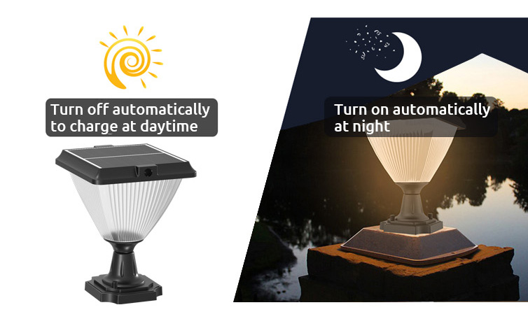 Solar Fence Pillar Light auto charge at daytime and turn on at night