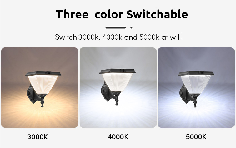 3cct selectable solar wall light