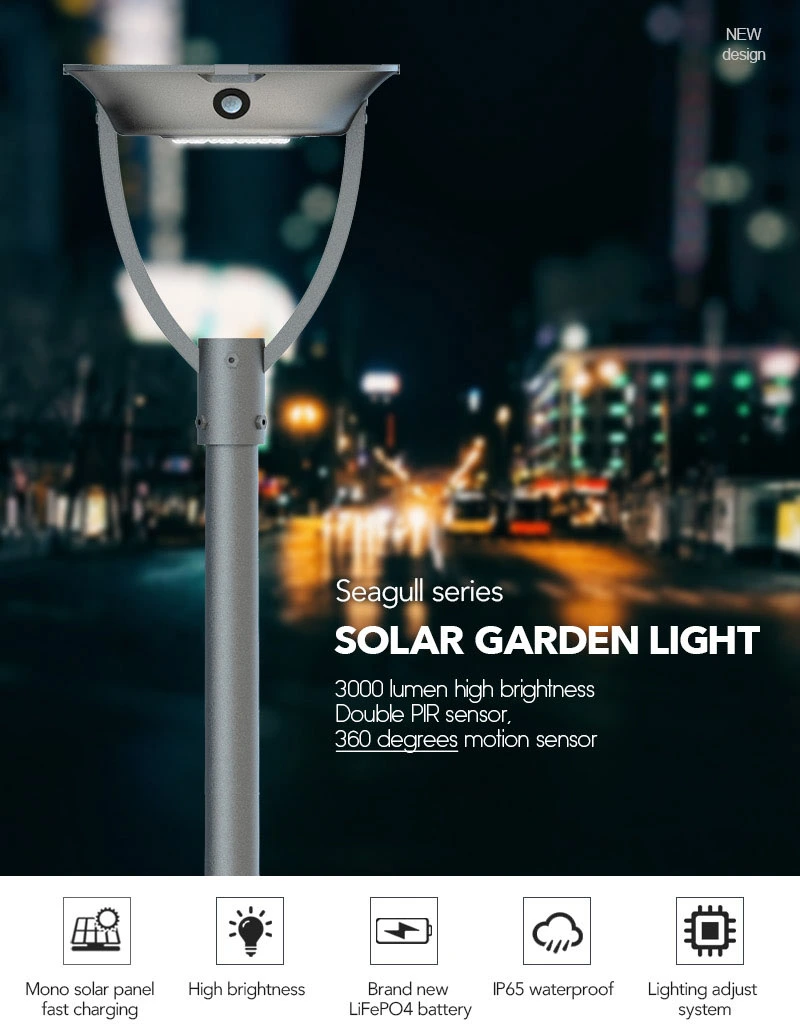 Seagull 3000 Lumen Solar Garden Light With Double PIR Sensor