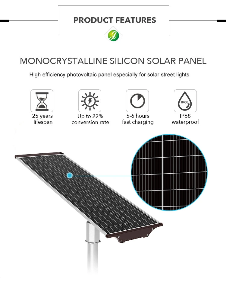 Built-in mono solar panel for street light