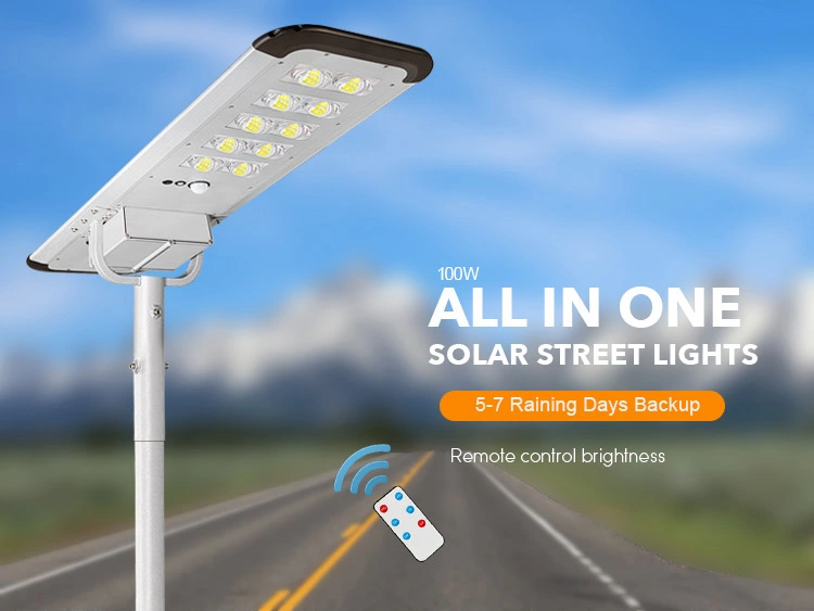 remote control 100w all in one solar street light