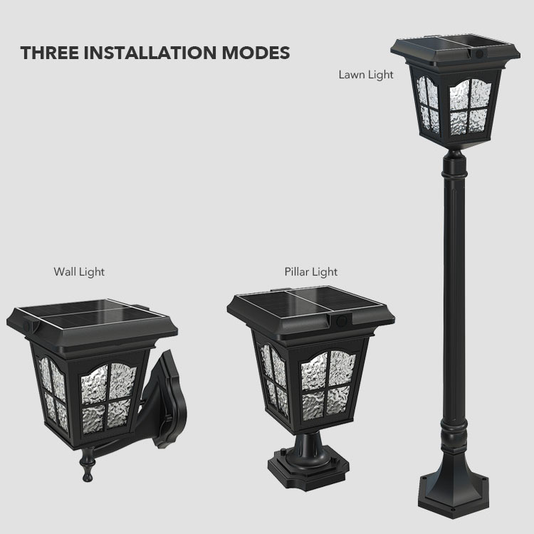 3 installations of retro series solar lights