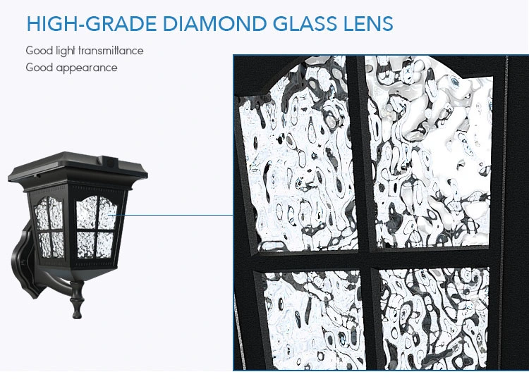 Glass lens solar wall sensor light