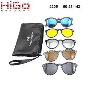 magnetic sunglasses polarized Mirror lens clip on with 5 lenses China wenzhou wholesale