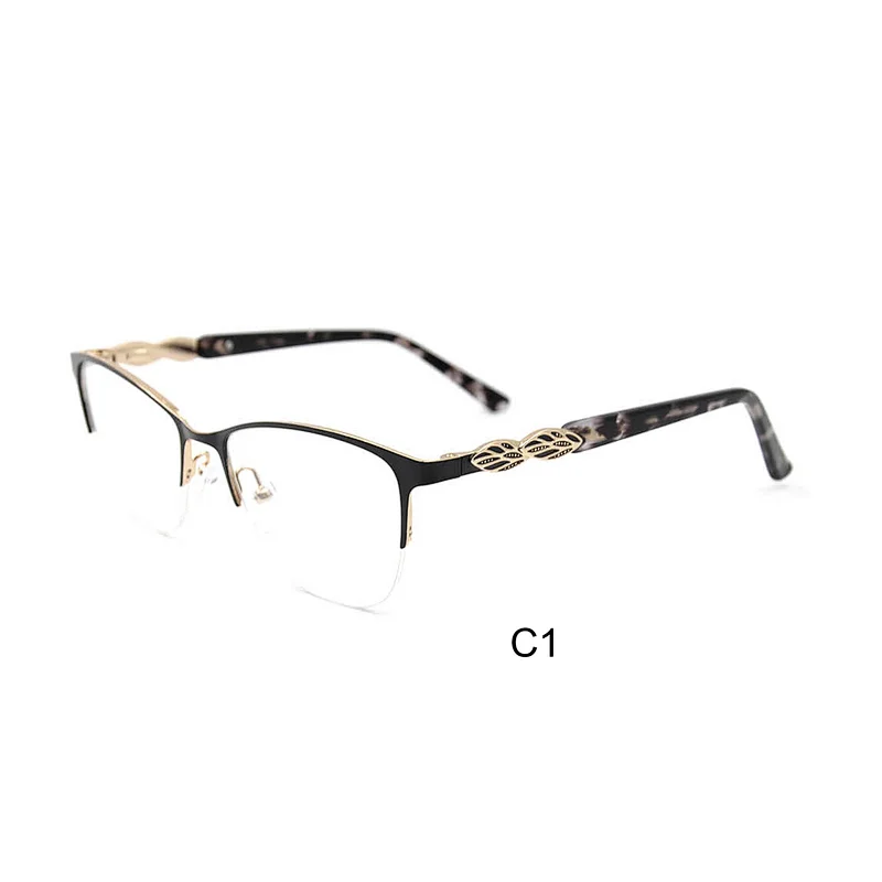 China Manufacturers New Latest Half Rim Stainless Steel Eye Glasses Optical Frame for Women