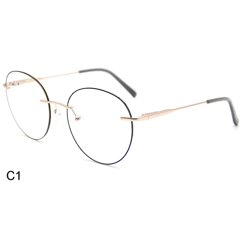 2020 women blue light blocking glasses rimless optical frames