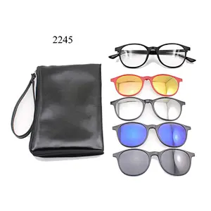 2019 Hot Sale Glasses Round TR Material Frame Magnetic Polarized clip on frames Sunglasses