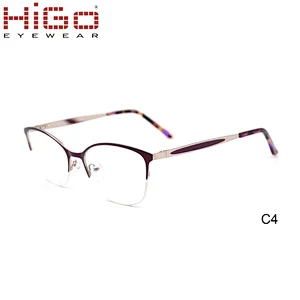 Fashionable Wholesale Half-rim Stainless Spectacle Frames Eyeglasses for ladies
