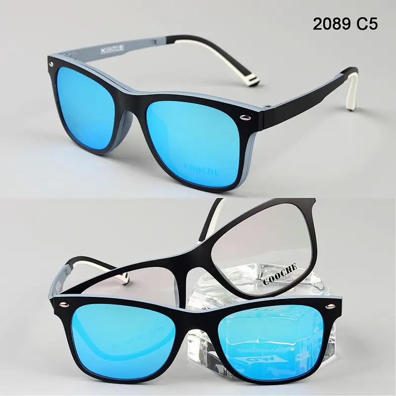 Ultem Eyeglasses Frame with clips Magnetic Clip On Polarized Sunglasses Driving Glasses for Wholesale