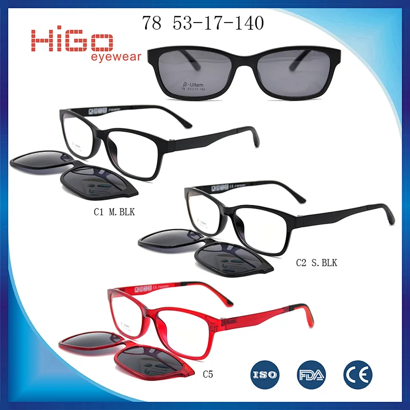 Wenzhou Wholesale Clip On Frame Factory Directly Sale 2018 Ultem Material Spectacle Clip-on Sunglasses