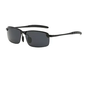 Designer Mens Half Rimless Frames UV400 Polarized Sports Driving Sunglasses