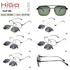 New Design Polarized Clip On Eyewear Metal Polygon Glass Frame Fashion Sunglasses