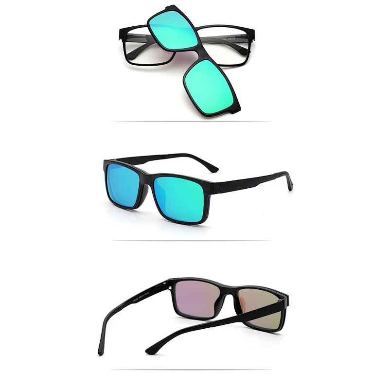 China Wholesale Four Color Clips on glasses frame magnetic tr90 plastic optical frame Sunglasses