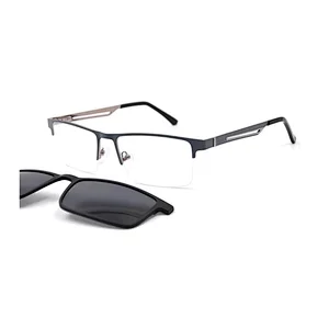 New Designer Magnet Clip On Glasses with Metal Reading Eye Frames Custom OEM Sunglasses
