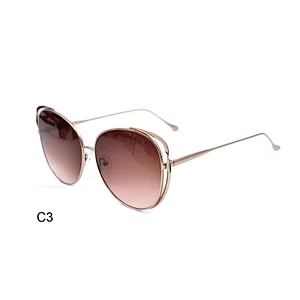 2020 Fashion Women Sunglasses Metal Cat Eye Big Frame Sun Glasses Gold Rose Colored Sunglasses