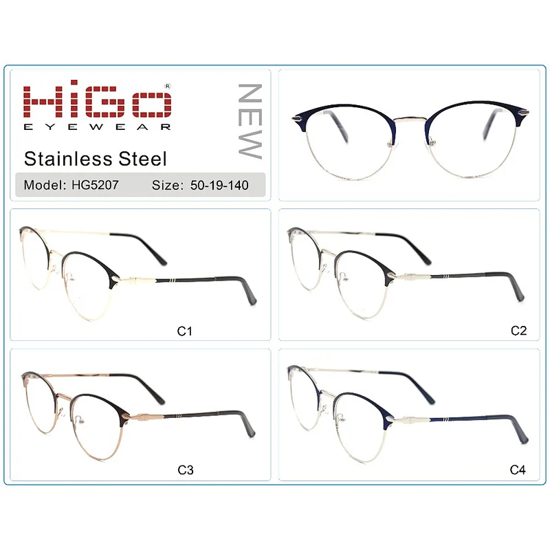Wenzhou Higo popular funny non-toxic metal temple stainless steel optical eyeglasses frames for kids