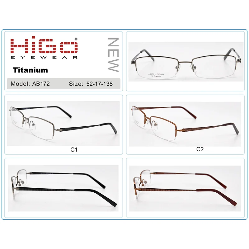 high quality simple half-rim titanium eyeglasses for business man