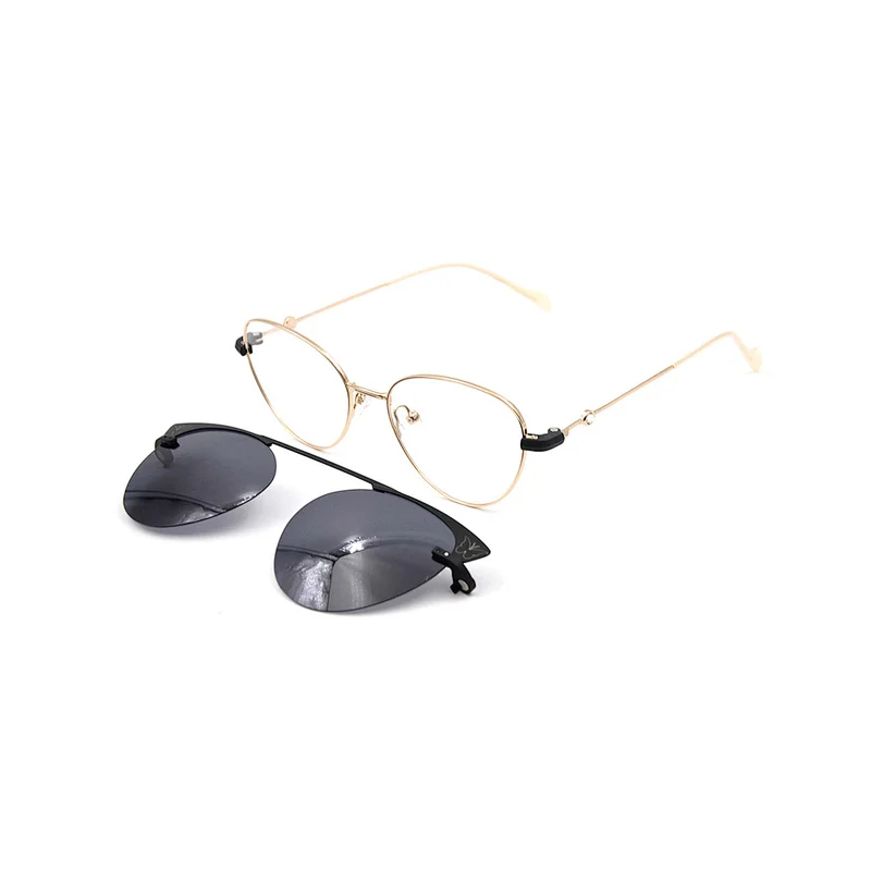 Italian Design Mirrored Clip On Sunglasses Metal Aviation Glass Frame Fashion Eyewear
