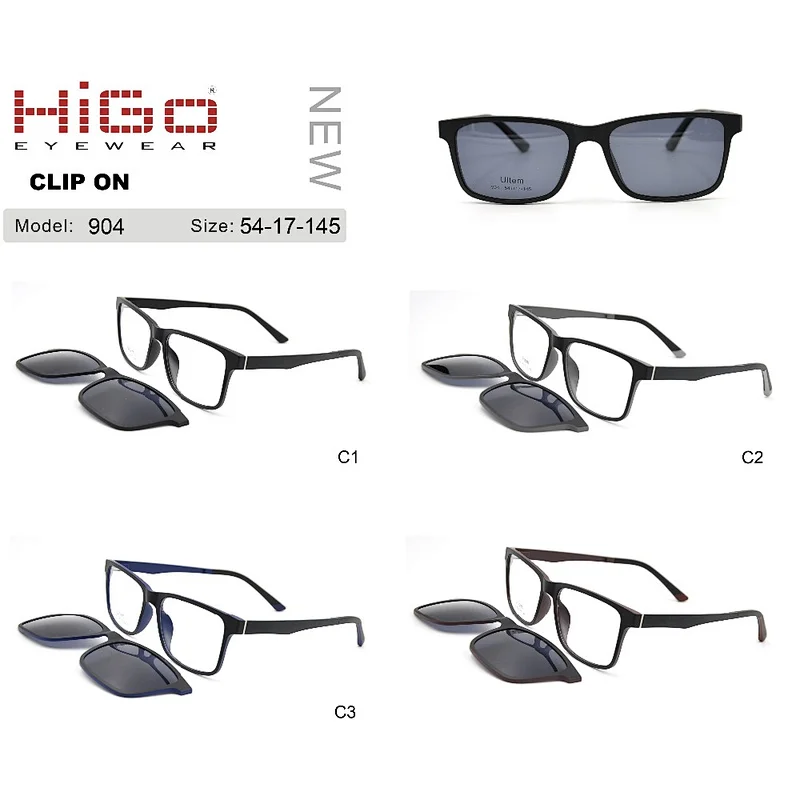 2019 New design fashion clip on sunglasses hot selling ultem frames reading glasses made in China