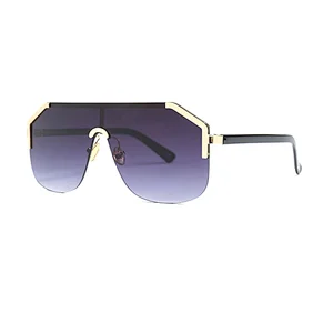Luxury Womens Big Square Oversized Half Rimless Metal Frame Sunglass Sunglasses