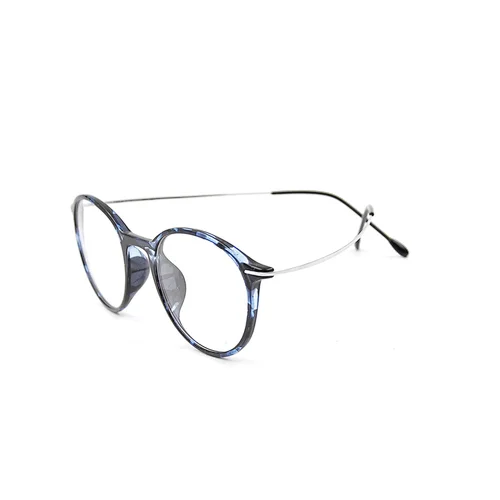 China Wenzhou manufacturer circle eyeglasses TR90  optical frame with titanium temples glasses frame