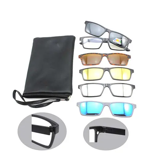 TR90 frames with 5 clips best selling clip on glasses frames