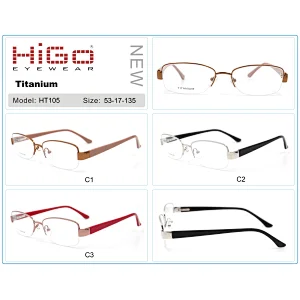 Half-rim Titanium Eyeglasses  With Acetate Temple Wholesale Titanium eyewear in china