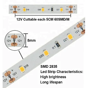 3mm wide high cri 3528 2835 smd ultra thin led strip