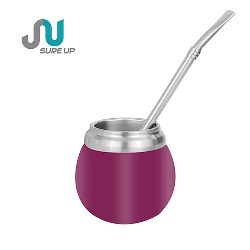 stainless steel thermos mug with straw