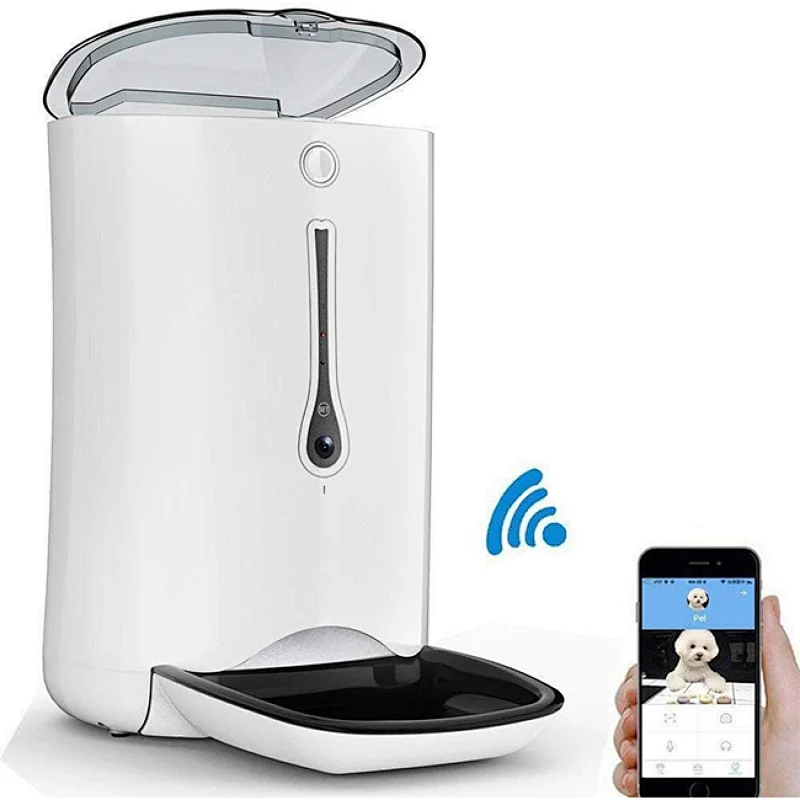 Smart Feeder Automatic Pet Dog and Cat Feeder Feeder with HD Camera Recording and Wi-Fi Enabled App for iPhone and Android