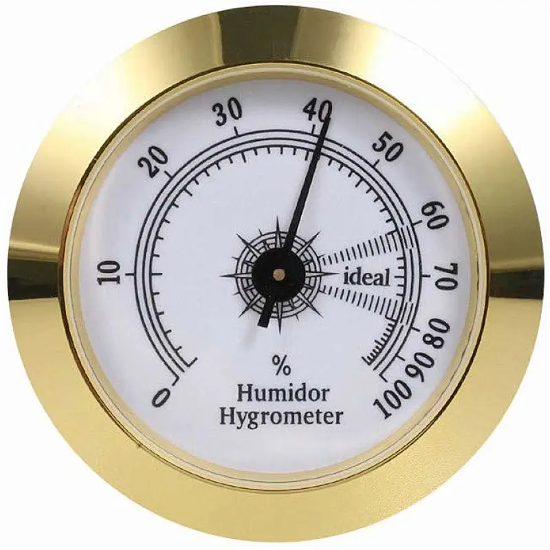 HQS006 Gold 2 inch Diameter Round metal Cigar Hygrometer electronic hygrometer cigar accessories for Cigar Humidor factory price