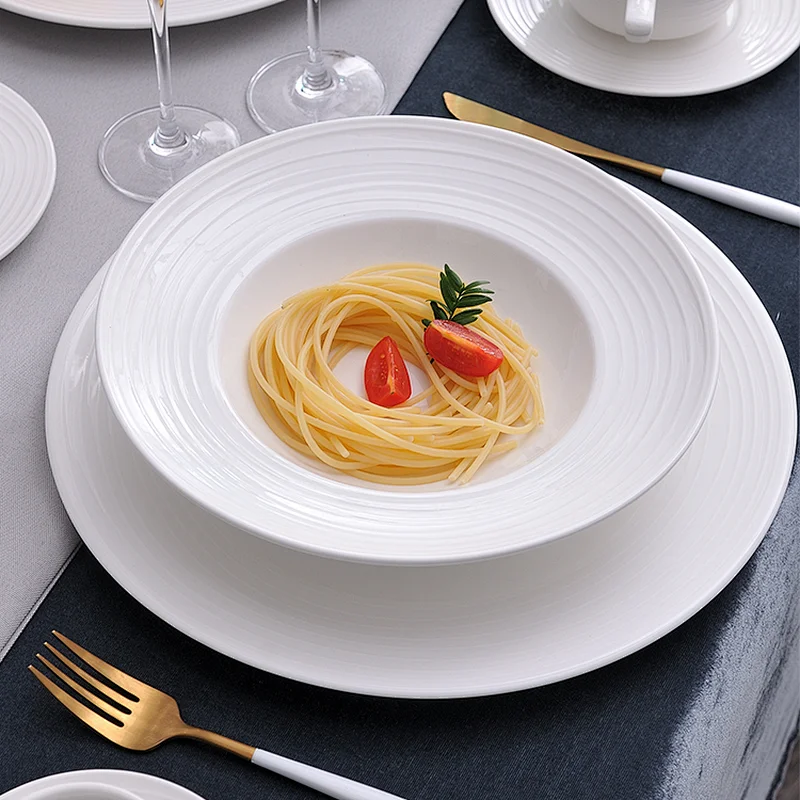 High Temperature Porcelain Tableware White Ceramics Dinner Set for Wedding Party