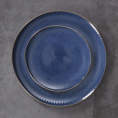 Mid east style senior deep blue bone China dishes, ceramic restaurant plates luxury plates16