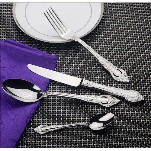Embossed 18/10 stainless steel cutlery, new high quality spoons, stainless steel flatware for hotels wedding banquet parties