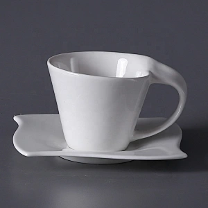 PITO Royal Ware White Ceramic Bone China Coffee Cups Mugs and Saucers