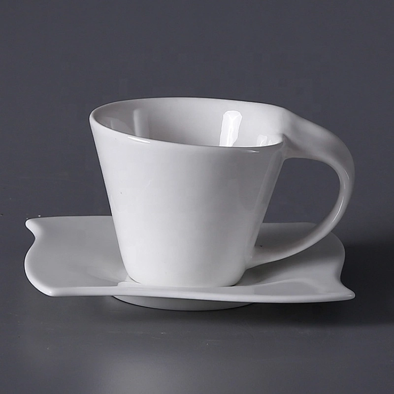 PITO Royal Ware White Ceramic Bone China Coffee Cups Mugs and Saucers