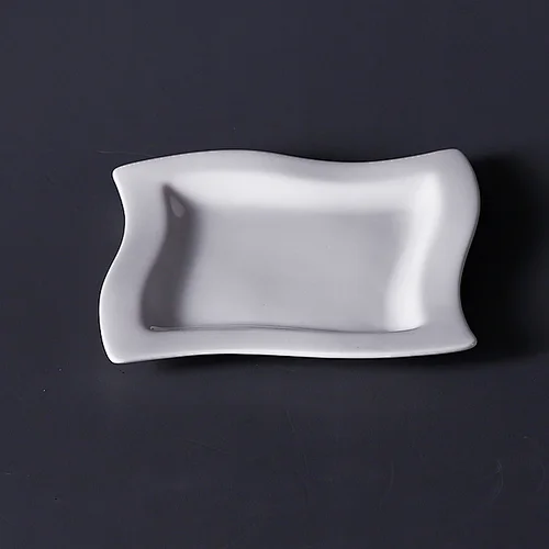 Square ceramic dishes / restaurant white dishes plate