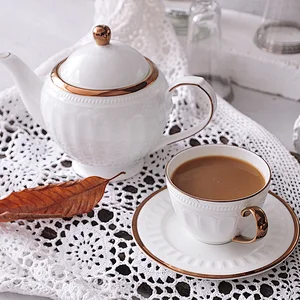 P&T royal ware luxury werstern white gold rim ceramic wedding tableware sets dinner set