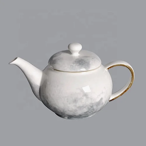 P&T Royal Ware factory wholesale new design round 750ml glazed porcelain ceramic tea pot