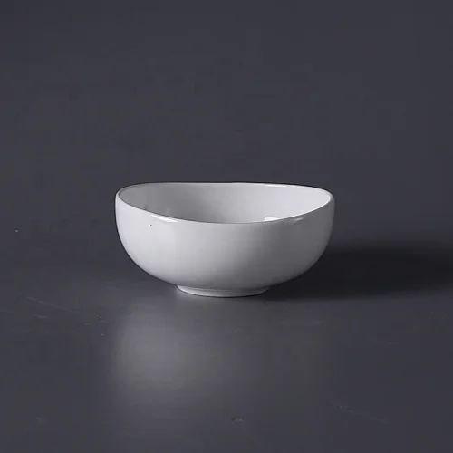 wholesale restaurant hotel dinnerware ceramic european style oval plain white bone china bowl