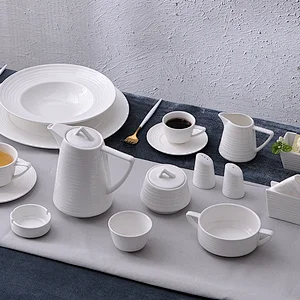 High Temperature Porcelain Tableware White Ceramics Dinner Set for Wedding Party