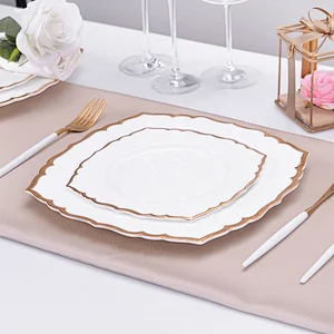 Hotel Restaurant Dinner Plate. Manufacturer Dish Plate Ceramic Luxury Bone China Gold Rim Steak Plate