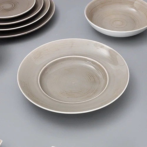 Direct Factory 10.5 Inch Wide Edge Ceramic Soup Plate