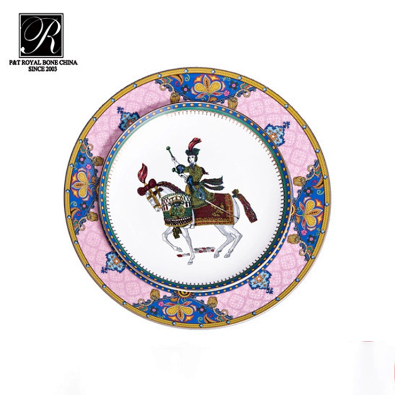 P&t Porcelain Factory Horse Decal Dinnerware Pink Style Bone China 