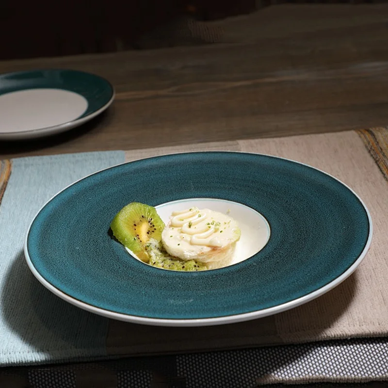 customized logo restaurant round deep fruit ceramic salad plate
