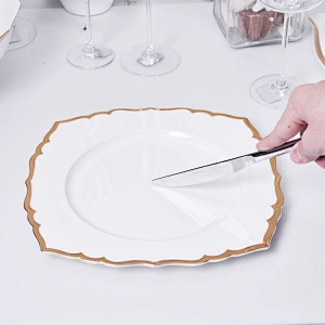 Hotel Restaurant Dinner Plate. Manufacturer Dish Plate Ceramic Luxury Bone China Gold Rim Steak Plate