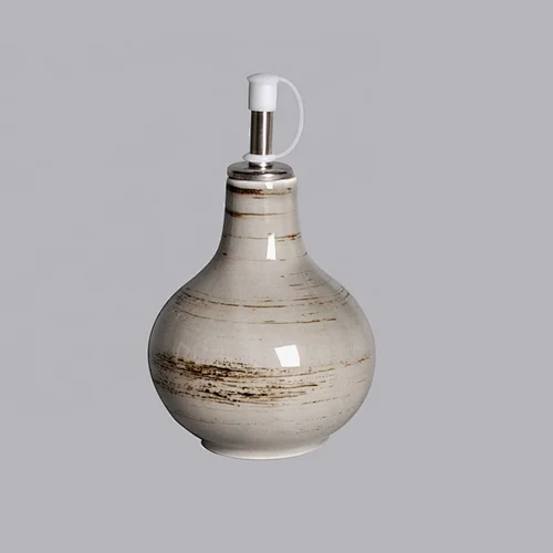 wholesale hotel restaurant kitchenware grey ceramic porcelain oil vinegar bottle with lid