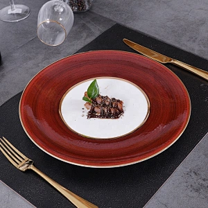 P&T Porcelain Round Plates Restaurant Hotel Charger Plate,Ecofriendly Porcelain Restaurant Under Plates