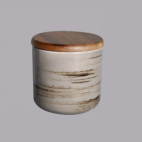 seal ceramic porcelain kitchen spice tea coffee sugar jars with wooden lids