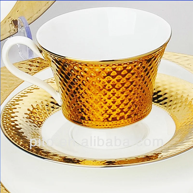 P&T porcelain factory Gold plated plates dishes high quality gold dishes plates